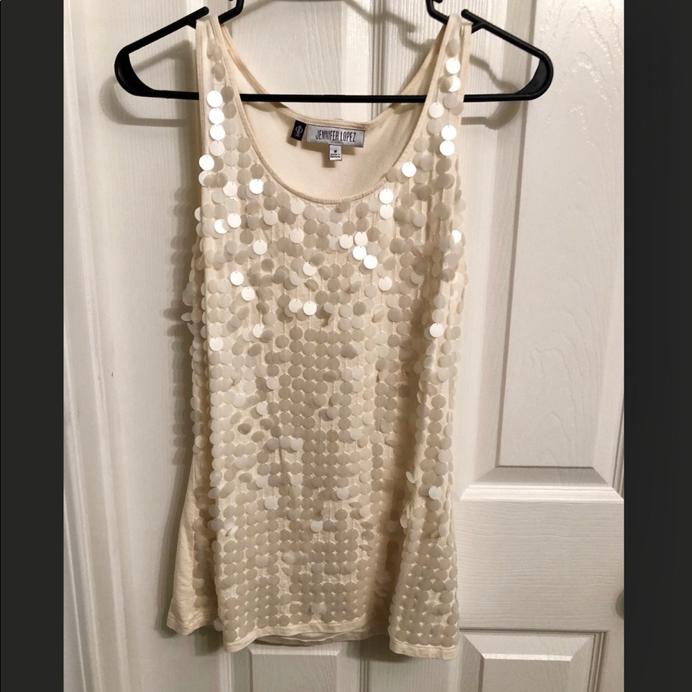 JLo dressy tank top cream color with accents